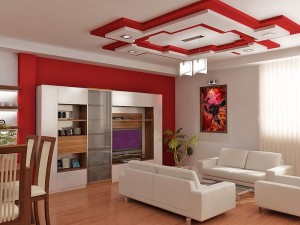 Дизайн интерьера гостиной красного и белого цвета